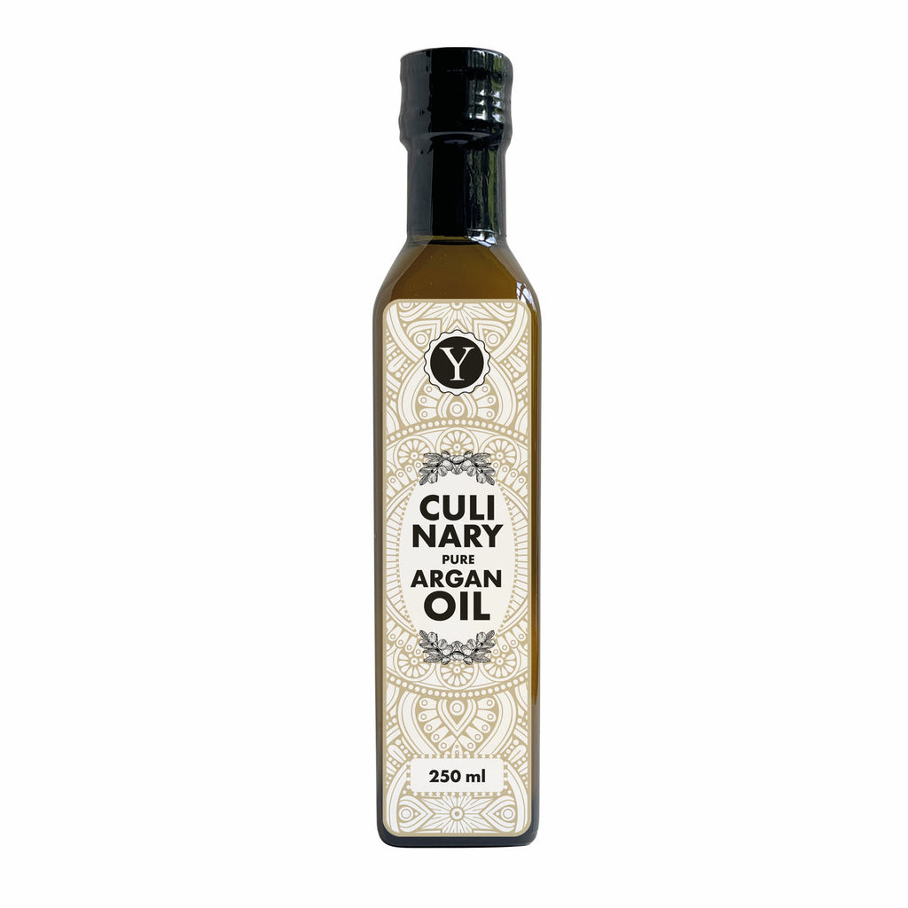 100 % reines, kaltgepresstes Argan-Speiseöl mit nussigem Aroma – reich an Vitamin E & ungesättigten Fettsäuren. Für gesunden Genuss in der Küche.
